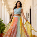 Multicolor Premium Georgette Designer Lehenga Set