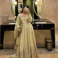 Beige Regal Midnight Sequin & Zari Embroidered Chinon Silk Anarkali Set