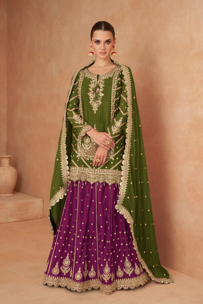 Green Exquisite Party Wear Premium Lehenga Suit Set with Embroidery & Mirror Work