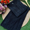 Black PLUS SIZE PREMIUM Lucknow Chikankari Handcrafted Rayon Kurti & Palazzo Set