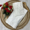 Classic White Lucknowi Chikankari Ghass Patti Work Chanderi Kurti & Palazzo Set with Mukesh and Moti Work