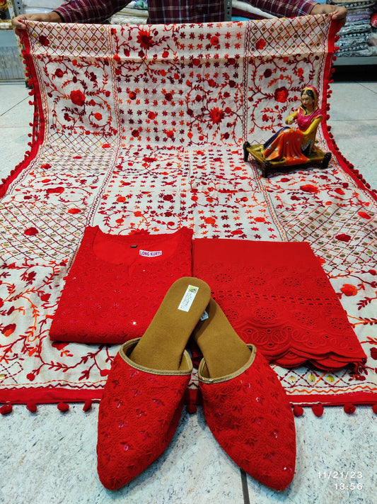 All Red Ensemble 4 Pc With Jutti - Inayakhan Shop 