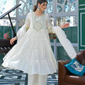 Elegant White Cotton Anarkali Set with Embroidery Work – Limited Stock