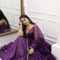 Deep Purple Jacquard Silk Weaving Suit Set with Net Dupatta