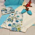 Aqua Blue Chikankari Ensemble 4 Pc Set with Jutti