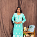 Aqua Blue Enchanting Lucknowi Royale Co-ord Set