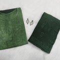 Army Green Elegance Unveiled Modal Chikankari Ensemble