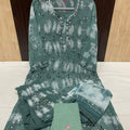 Army Green Groovy Reflections Tie Dye 3-Piece Chikankari Mirror Set with Inner Delight