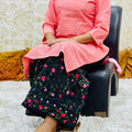 Baby Pink Black Beautiful Mastani Kurti Set with Chikankari and Sequin Work