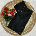 Black Lucknowi Chikankari Ghass Patti Work Chanderi Kurti & Palazzo Set with Mukesh and Moti Work
