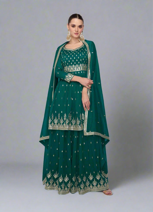 Green Premium Ready to wear Sharara Suit Set