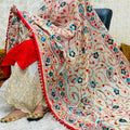 Red Color Design 3 Chikan Kurti & Zari Mastani Sharara Pom Pom Dupatta 3 pc Set