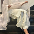 White Cotton Chikankari Afghani Salwar Suit with Chiffon Dupatta