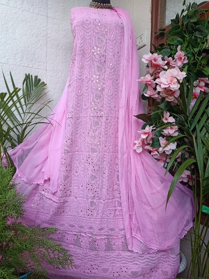 Baby Pink Chikankari Unstitch Suits - Royal Collection - Inayakhan Shop 