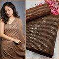 Beautiful Mehendi Brown Georgette Sequin Work Saree with Banglori Silk Blouse