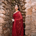 Beautiful Red Georgette Sequin Work Saree with Banglori Silk Blouse