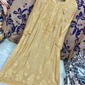 Beige Silken Elegance Masleen Kurti - Premium Heavy Work Collection