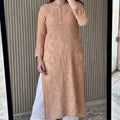 Beige Lucknowi Chikankari Rose Viscose Georgette Kurta Set