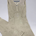 Beige Premium Rayon Lucknow Chikankari Kurti Palazzo Dyed Set with Mukesh Work