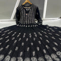 Black 56" Kali Chikankari Anarkali with Inner