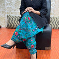 Black & Blue Elegant Phulkari Patiala Salwar & Chikankari Kameez Set