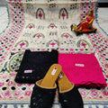 Black and Bright Pink Ensemble 4 Pc With Jutti