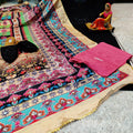 Black & Pink Elegant Chikankari Kurti, Palazzo, and Pakistani Dupatta Set