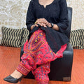 Black & Red Elegant Phulkari Patiala Salwar & Chikankari Kameez Set
