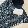 Black & White Chikankari Sequin Work Ready-to-Wear Kurti, Plazo, and Dupatta Set