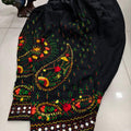 Black Beautiful Embroidered Phulkari Kantha Salwar