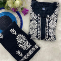 Black Chic Chikankari Rayon Kurti and Palazzo Set
