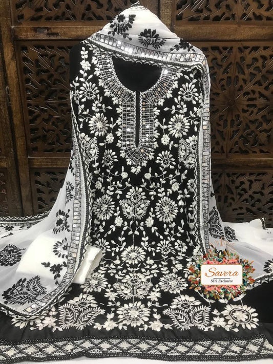 Black Chikan Kurti with Beautiful Zari & Sequins Embroidery Work Latest Online - Inayakhan Shop 