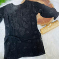 Black Chikankari Viscose Chic Short Top 3D work