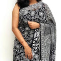 Black Color Full Jaal Chikankari Saree by Inayakhan