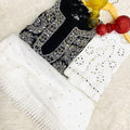 Black Color Luminous Luxe Lucknawi Chikankari 3 Pc Ensemble