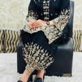 Black Eid Special Designer Gold Zari Embroidered Afghani Co-Ord Set