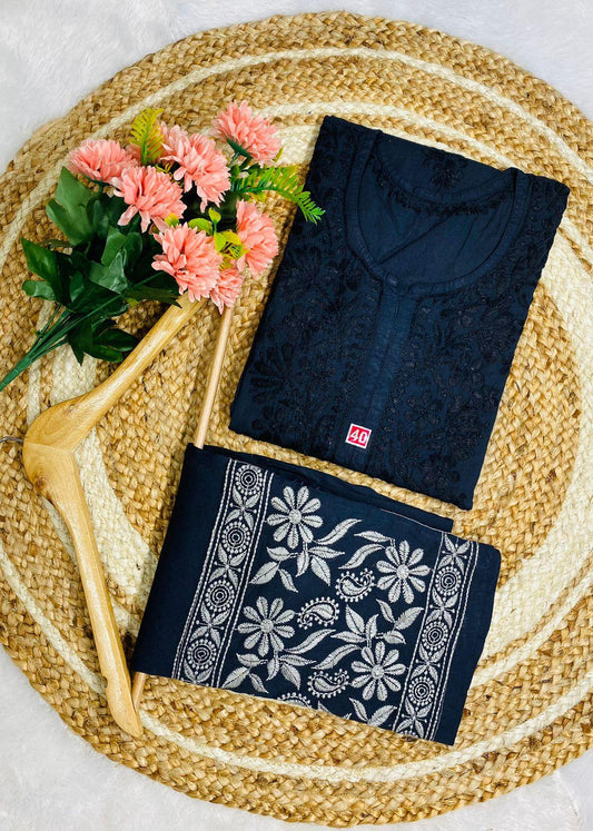 Black Elegance Chikankari Cotton Kurti & Coordinated Set ++ Sizes available - Inayakhan Shop 
