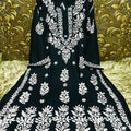 Black Ethereal Elegance: Lucknow Chikankari Heavy Modal Big Size Kurti