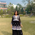 Black Ethereal V Lace Chikankari Gharara Set