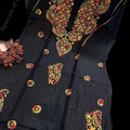 Black Luchnawi Chikankari Kurti and Pant Set Rayon Cotton Fabric Plus Size Beautiful multi color work