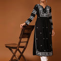 Black Luxe Modal Bangle Work Kurti & Pant Plus Sizes available