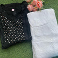 Black Mukesh Work Viscose Chikankari Georgette Flair Top and Pallazo