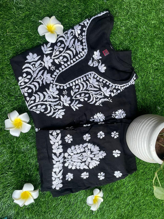 Black New Designer Chikankari Hand Work Kurti Pant Set - Inayakhan Shop 