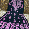 Black pink Ethereal Elegance: Lucknow Chikankari Heavy Modal Big Size Kurti