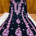 Black Pink Lucknowi Chikankari Heavy Beautiful Latest Design Modal Kurti