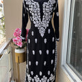 Black Premium Chikankari handwork Kurti Palazzo Set Up to Size 50