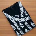 Black Roman Silk Chikankari Angrakha Kurti and Pant Set