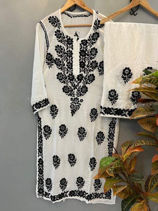 Black Thread Chic Chikankari Modal Cotton Set - Inayakhan Shop 
