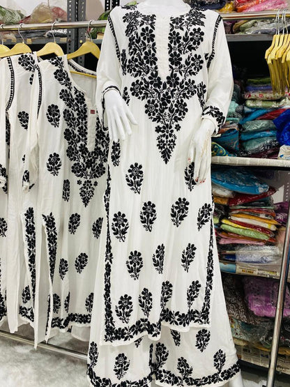 Black Thread Chic Chikankari Modal Cotton Set - Inayakhan Shop 