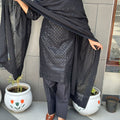 Black Elegant Chikankari Set with Farshi Salwar – Pure Cotton Ensemble